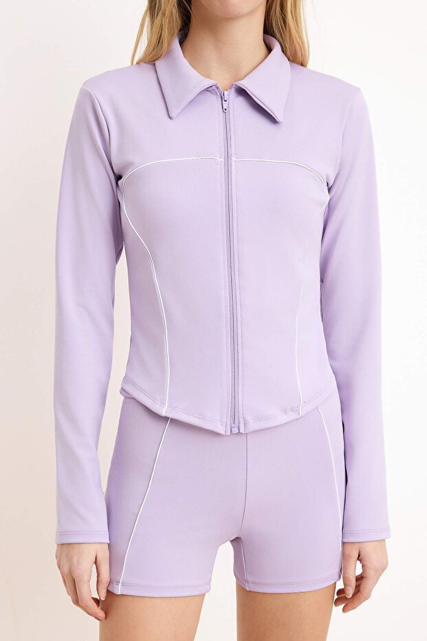 Lila Dalgıç/Scuba Örme Spor Ceket THMSS26SK00004 - 5