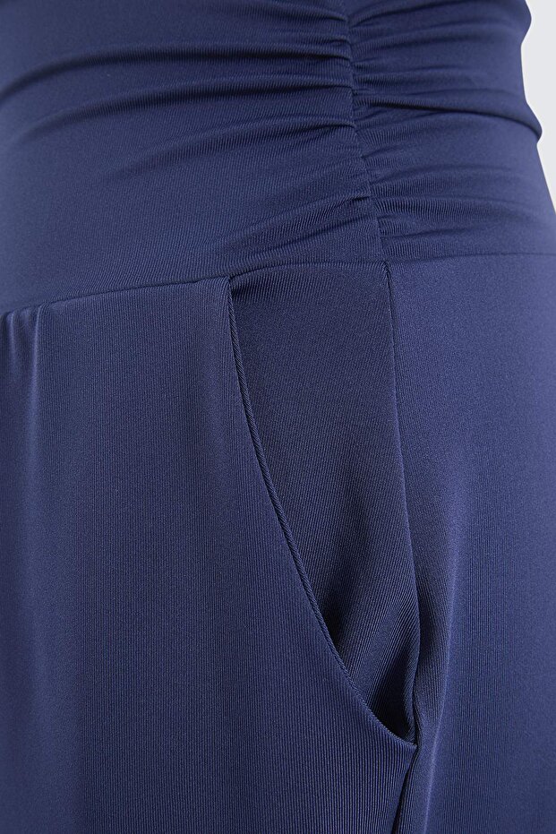 Lacivert Dalgıç/Scuba Kumaş Spor Örme Yoga Pantolonu/Eşofman Altı THMSS26EA00008 - 7