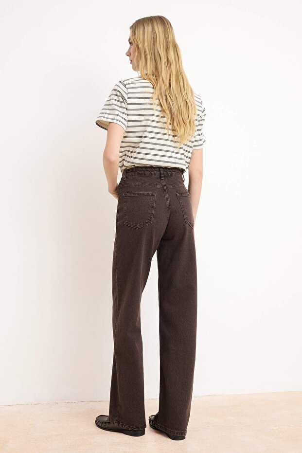 Kahverengi Yüksek Bel Wide Leg Jeans TWOAW26JE00084 - 4