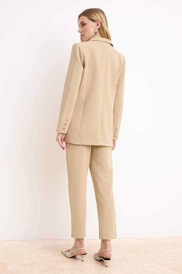 Vizon Blazer Ceket-Pantolon Dokuma Alt-Üst Takım TCTAW23US00132 - 4