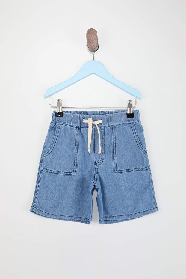Mavi Kız Çocuk Beli Lastikli 23 Nisan Düz Denim Şort & Bermuda TKDSS26SR00010 - 2