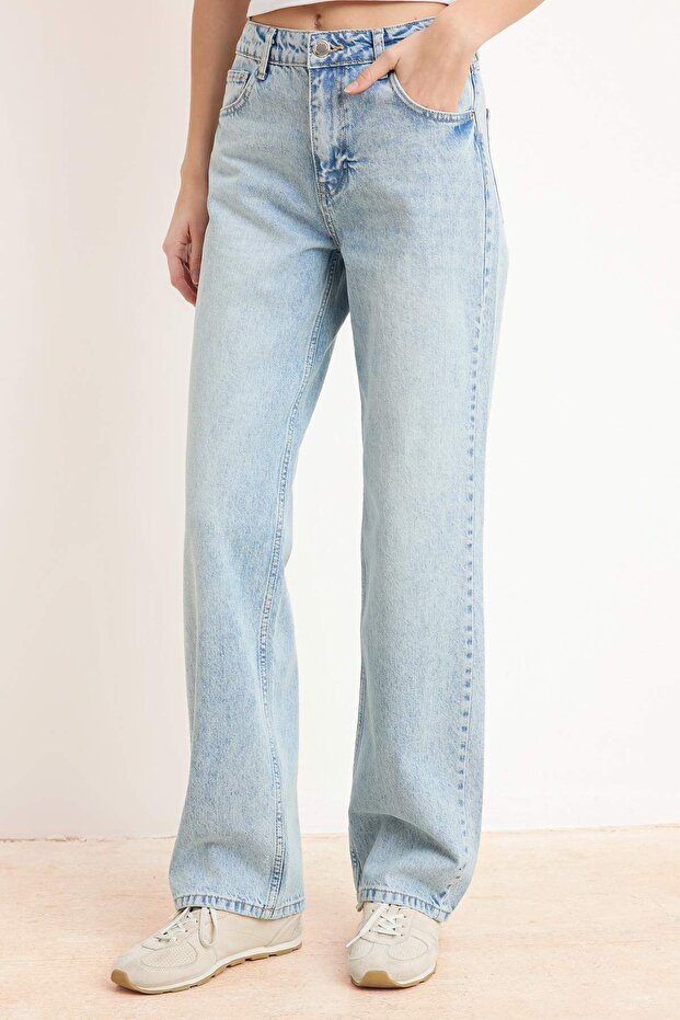 Mavi More Sustainable Yüksek Bel Straight/Düz Kesim %100 PamukluJeans TWOSS26JE00177 - 1