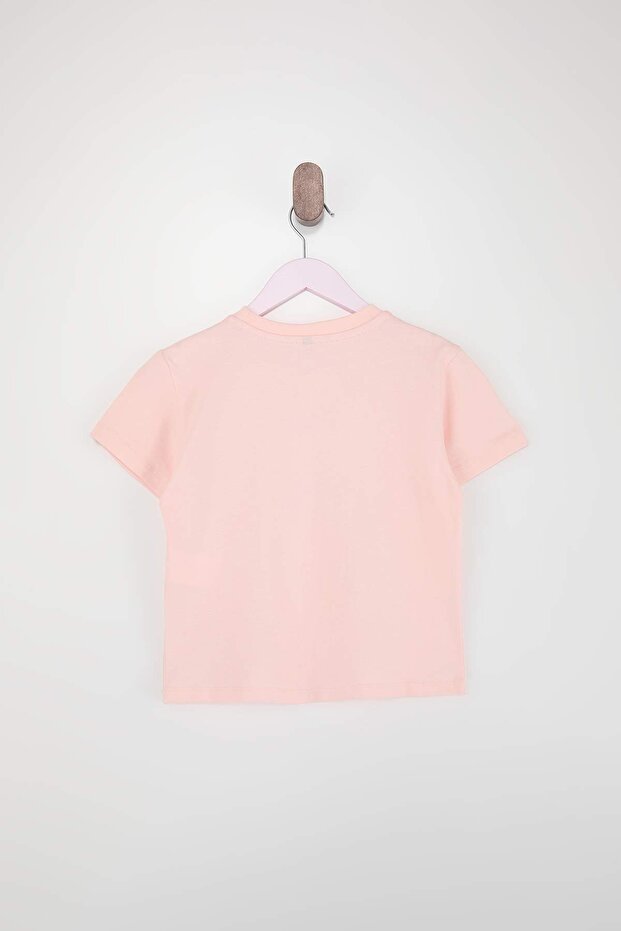 Pembe-Ekru 2'li Fiyonklı Kız Çocuk Baskılı 23 Nisan Örme T-Shirt TKDSS26TS00007 - 6