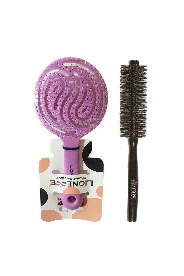 Lionesse Hair Brush Round Purple and Hydra Blow-Dry Brush