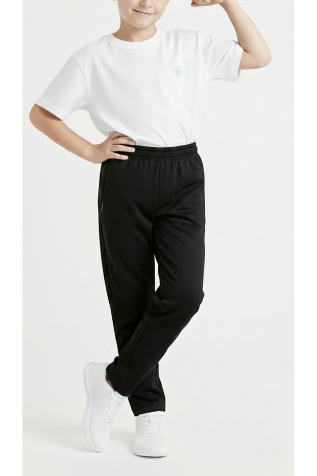 Children's Diver Fabric Relaxed Fit Black Sweatpants