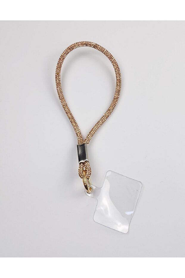 Women's Rinbw Crystal Stone Rose Gold Phone Wrist Strap, Keychain, and Charm