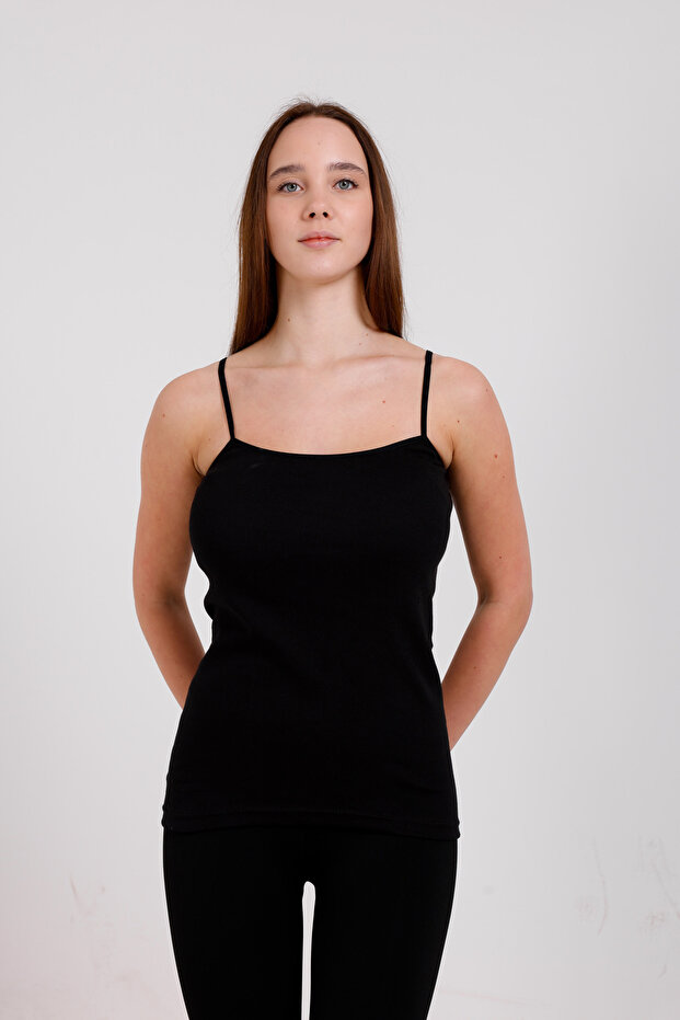 3'lü Basic Pamuk Ip Askı Atlet Siyah - 6