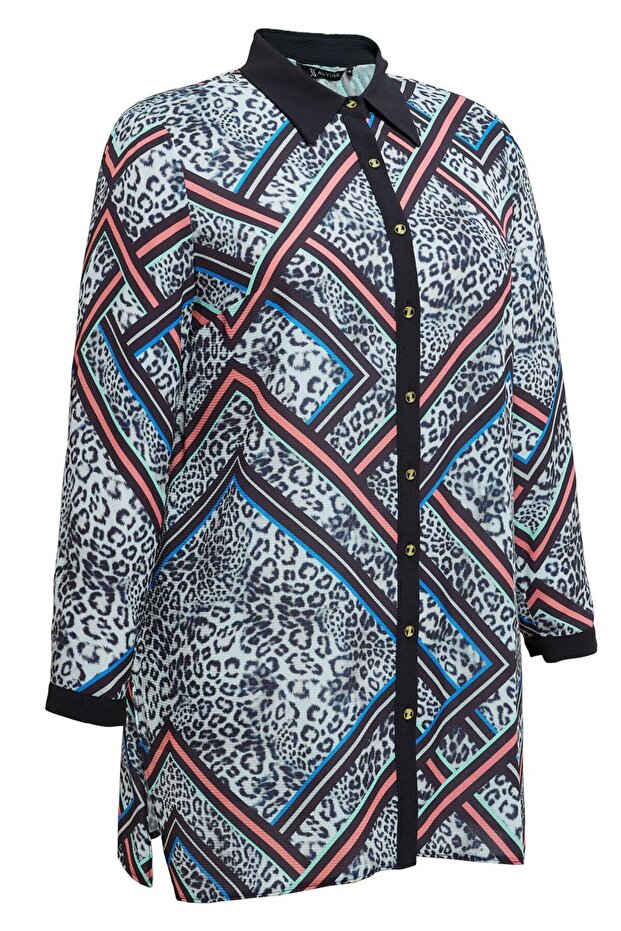 تونيك منقوش مقاس كبير 20407 - 3