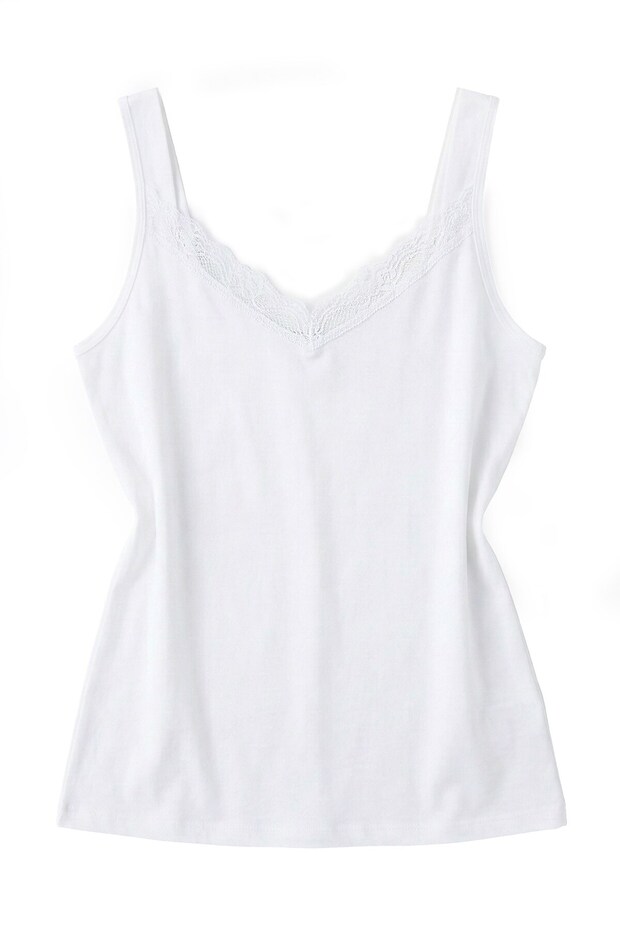 Kadın Atlet Kalın Askılı Dantelli (%96 Pamuk - %4 Elastan) - 2