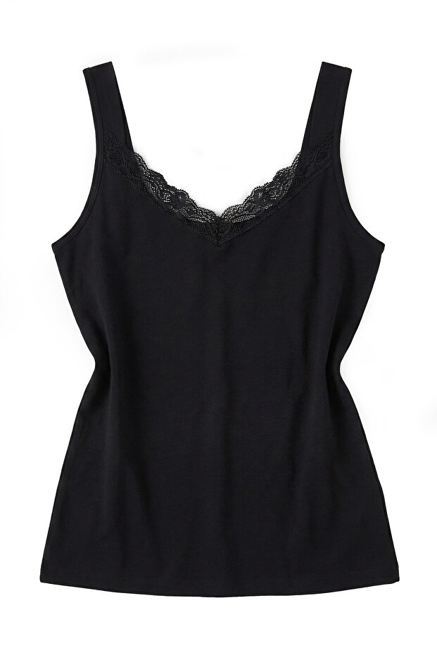 Kadın Atlet Kalın Askılı Dantelli (%96 Pamuk - %4 Elastan) - 2