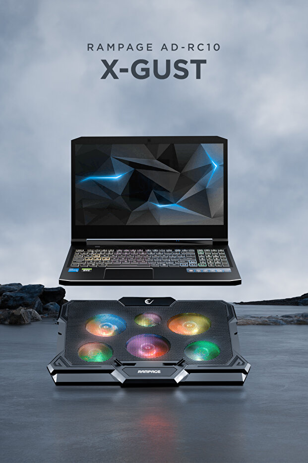 Ad-rc10 X-gust 6 Fanlı Rainbow Notebook Soğutucu Stand-siyah - 2