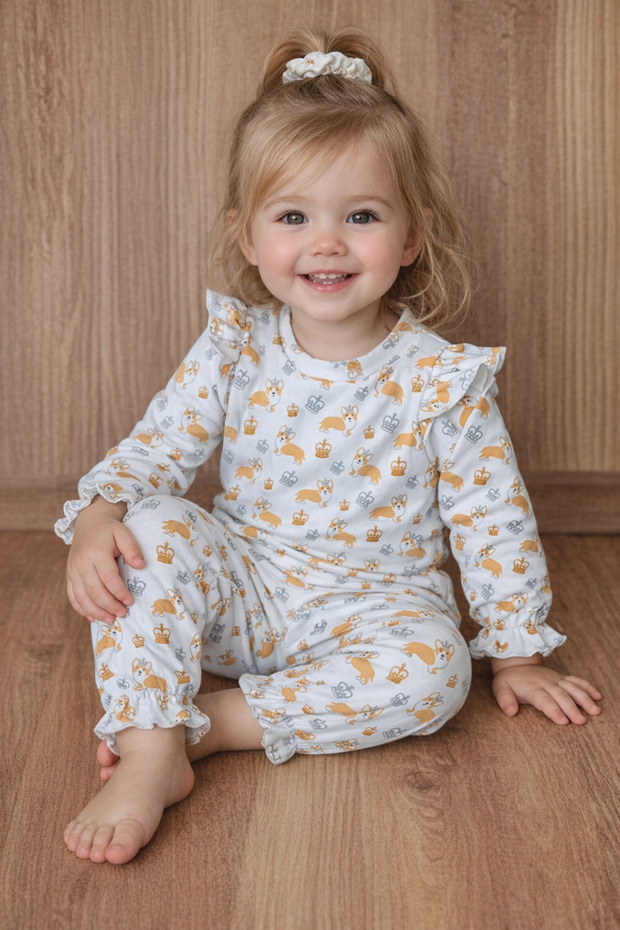 Girl's Patterned Pajama Set 100% Cotton Combed Cotton