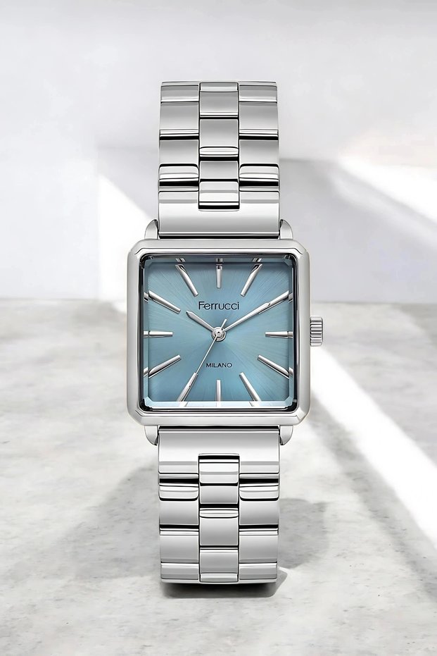 Women's Wristwatch - Steel Cord & Stylish Design, 2 Year Warranty Silver-Blue Sdfer150