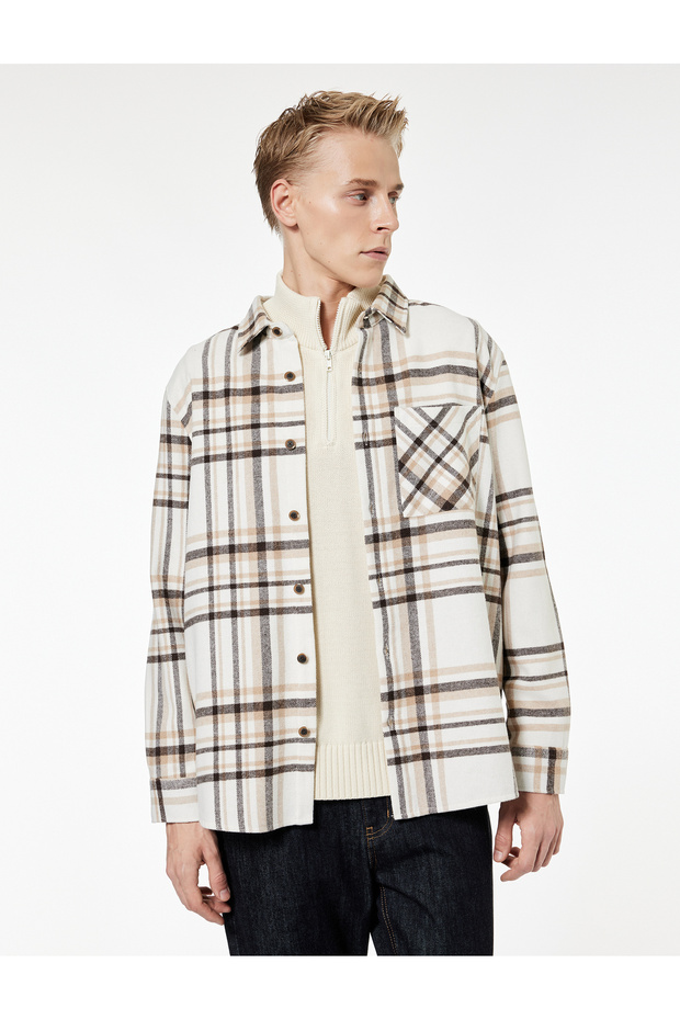 Long Sleeve Classic Collar Regular Fit Pocket Detailed Lumberjack Shirt
