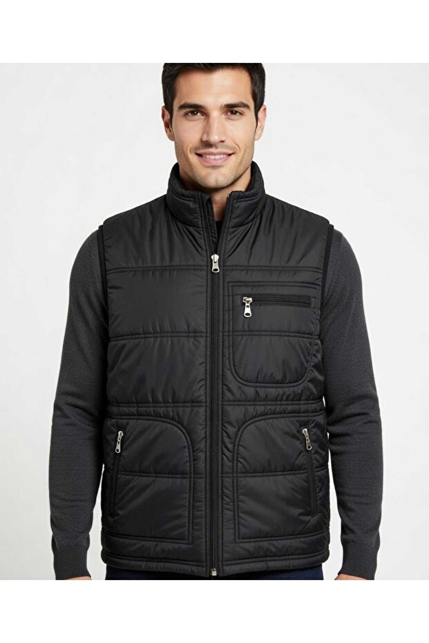 SİYAH ÇİFT İĞNELİ YELEK - 1