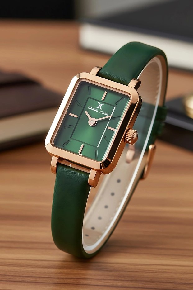 Leather Cord Steel Case Women Wristwatch+Bracelet Gift Green Sddk108