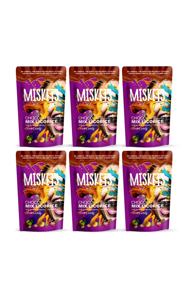 Mixed Fruit Flavored Licorice Covered with Milk Chocolate 120 Gr – Strawberry, Apple, Orange X 6 Pieces