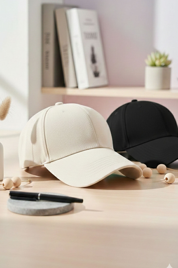 Unisex Adjustable Sports Black-stone Basic Cap Hat Set of 2