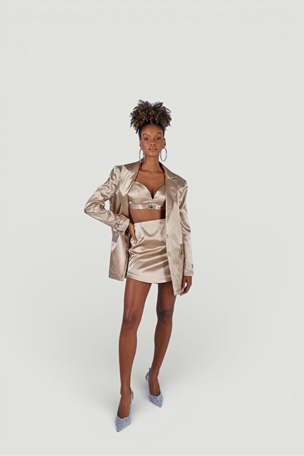 Fancy Blazer Ceket Bej - 1