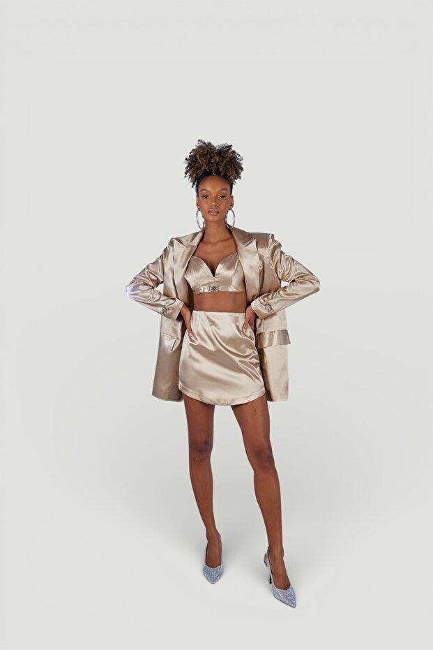 Fancy Blazer Ceket Bej - 4