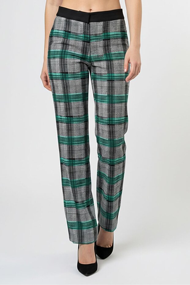 Women Plaid Straight Leg Pants, Multicolor