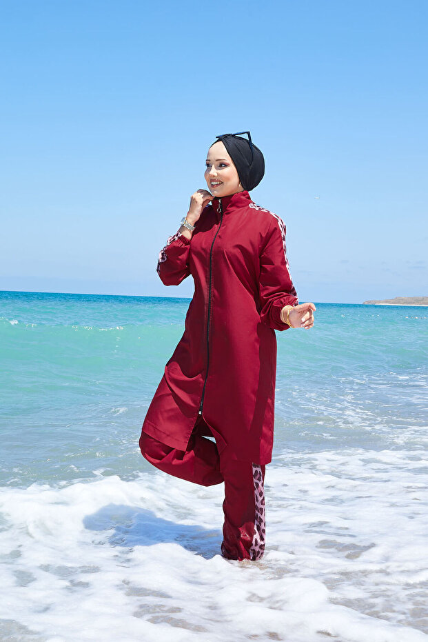ملابس سباحة إسلامية مزينة بنقشة الفهد -130