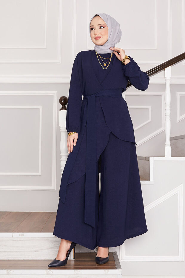 Casual Fit Aerobin Hijab Double Set Navy Blue