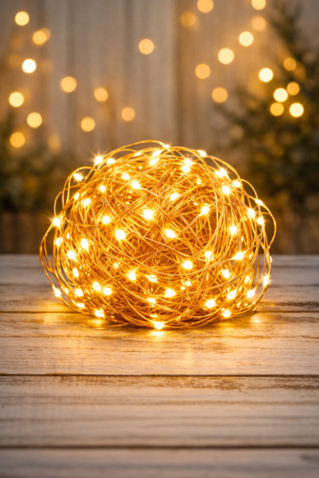 سلسلة مصابيح LED من النحاس الأصفر مزودة بمنفذ USB، قطعة واحدة، 100 مصباح LED - 10 أمتار