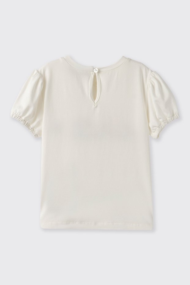 Baby Girl Embroidery Detailed Ecru T-Shirt