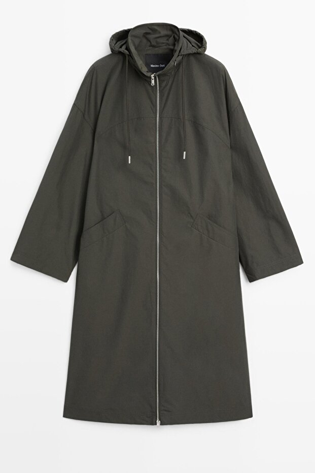 Technical fabric trench coat with hood - 5
