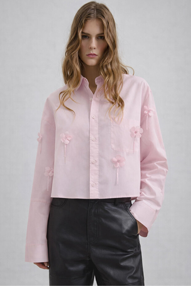 ÇİÇEK APLİKELİ GÖMLEK - 1