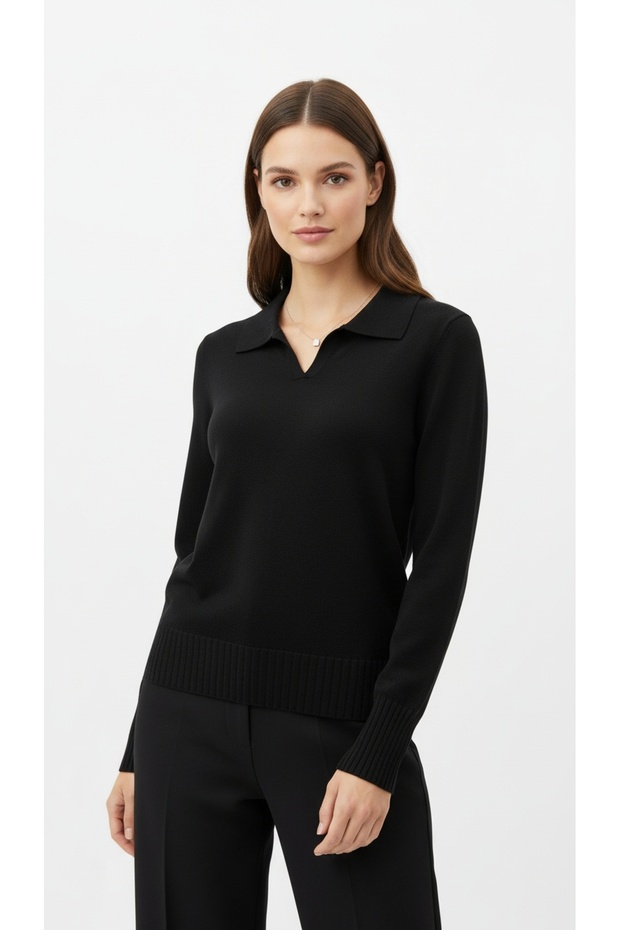 gömlek yaka triko bluz - 1