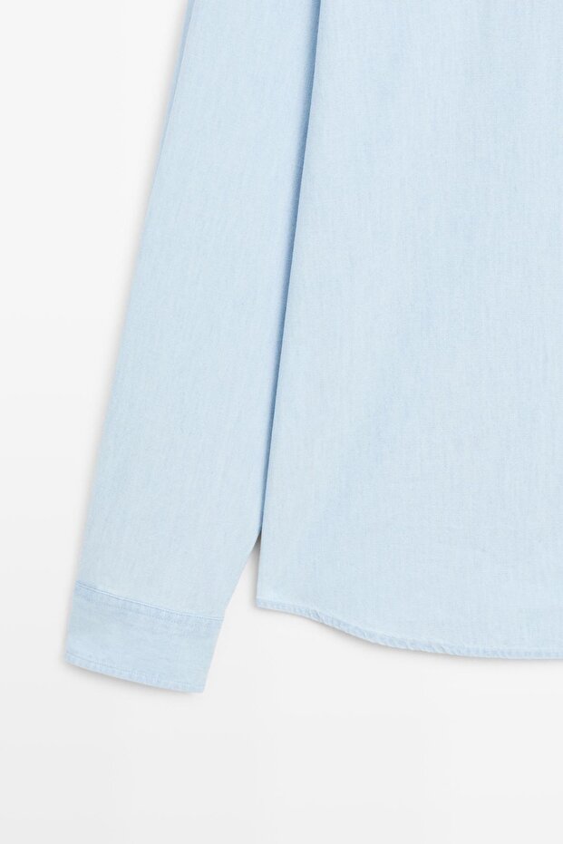 %100 pamuklu denim gömlek - 7