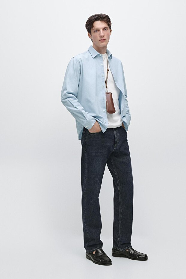 %100 pamuklu denim gömlek - 1