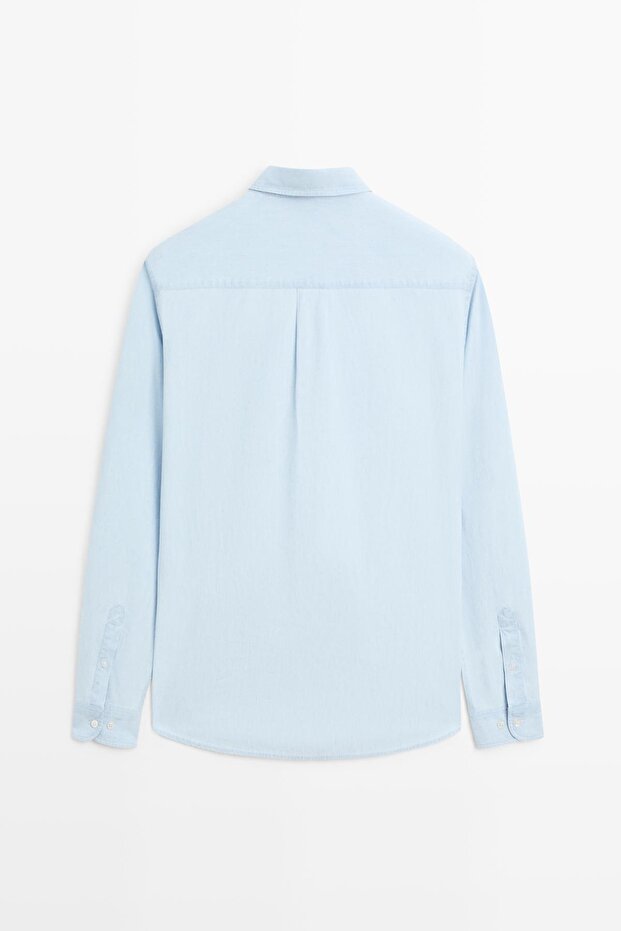 %100 pamuklu denim gömlek - 8
