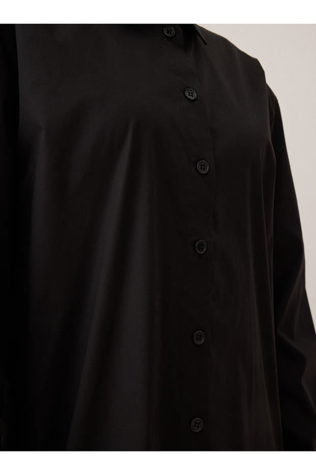 Patlı Basic Poplin Gömlek - Siyah - - 5