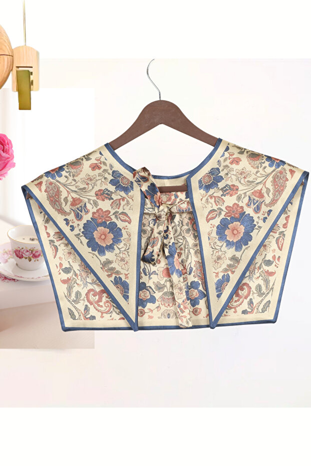 Artistic Authentic Patterned Cream & Coral Shoulder Shawl | Royal Paisley Style Luxury Scarf Collar: