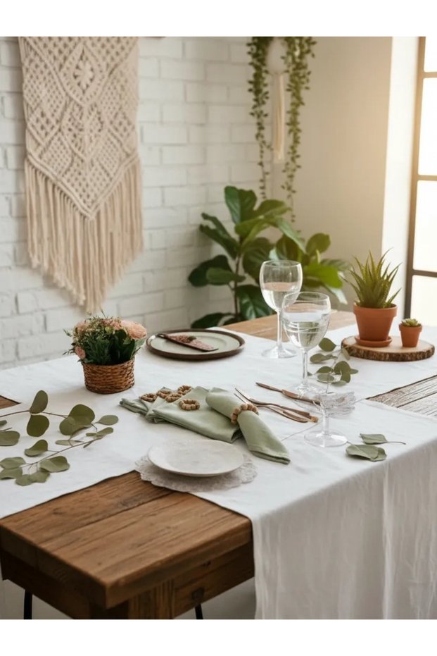 Premium Linen Sage Green 6-Piece Napkin Set (40x40) With Hair Clip Gift