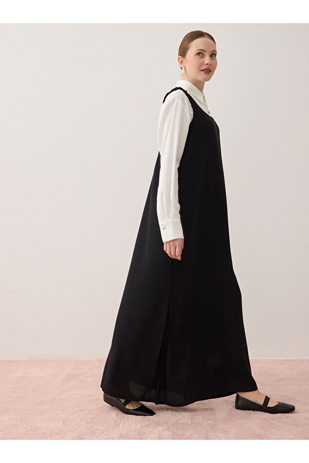 Tesettür Elbise - Siyah - - 3