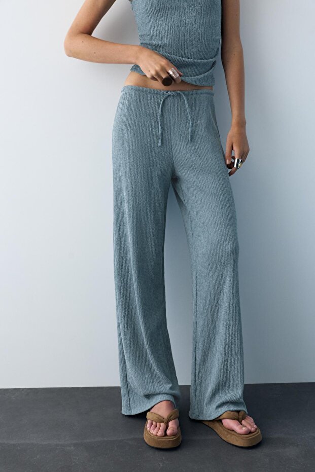 Bambula geniş paça pantolon - 3