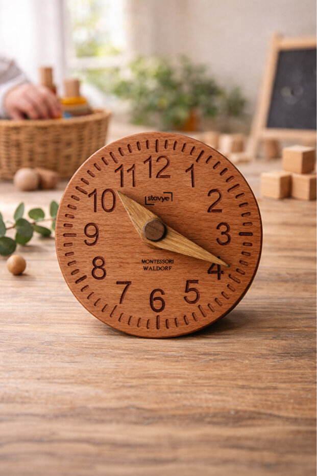 لعبة الساعة الخشبية الصلبة من طراز مونتيسوري ووالدورف |   تعلم الساعة، الألعاب التعليمية وتطوير الذكاء - 3