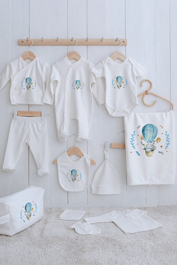 Organic 11-Piece Hospital Release - for Baby - Elephant in a Blue Balloon