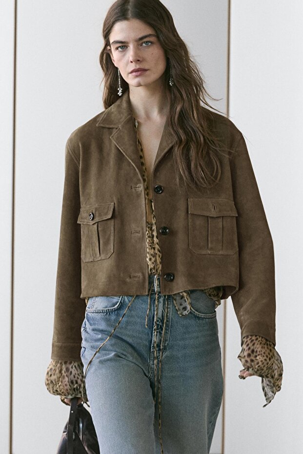 Kısa süet deri ceket - 2