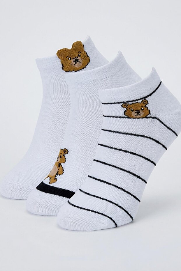 جوارب محبوكة منقوشة على شكل دب إكرو مكونة من 3 قطع 1212 - 3