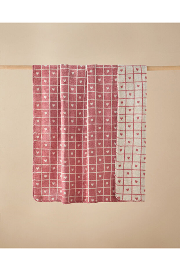 Sweet Hearts Acrylic Cotton Tv Blanket 130X170 cm Pink