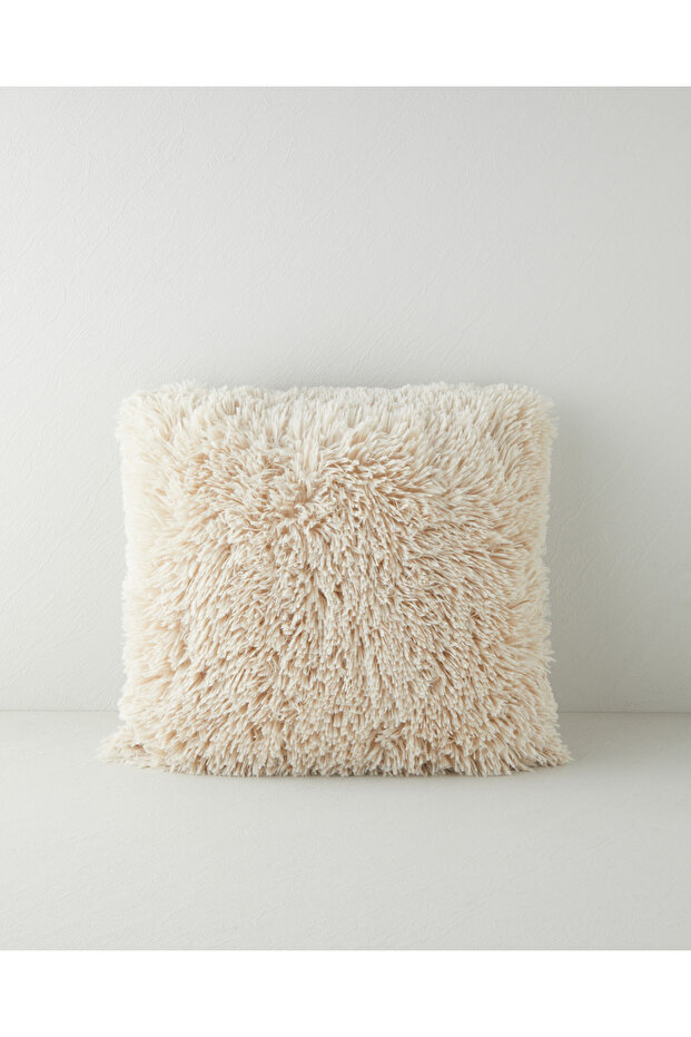 Fluffy Plush Cushion Cover 45x45 cm Beige