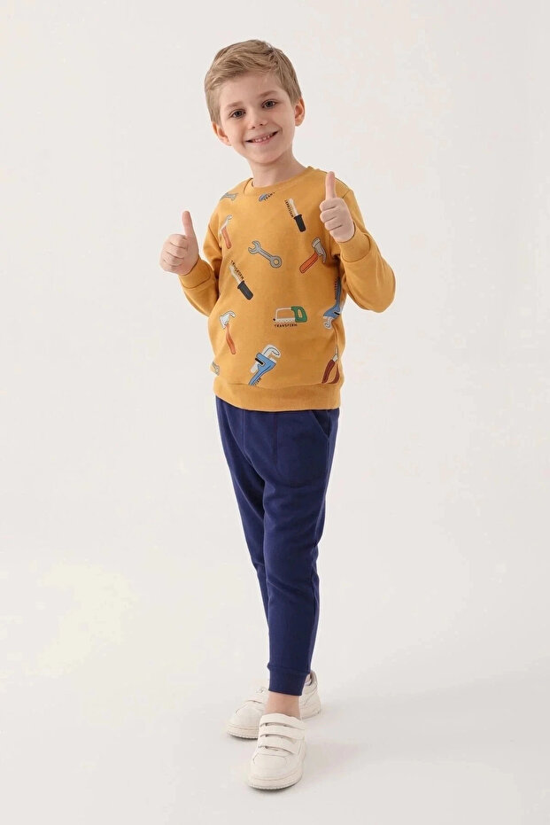 طقم بدلة رياضية للأولاد - تحويل بني فاتح - 2