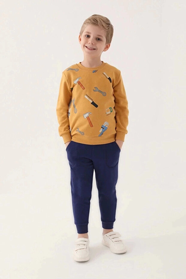 طقم بدلة رياضية للأولاد - تحويل بني فاتح - 1