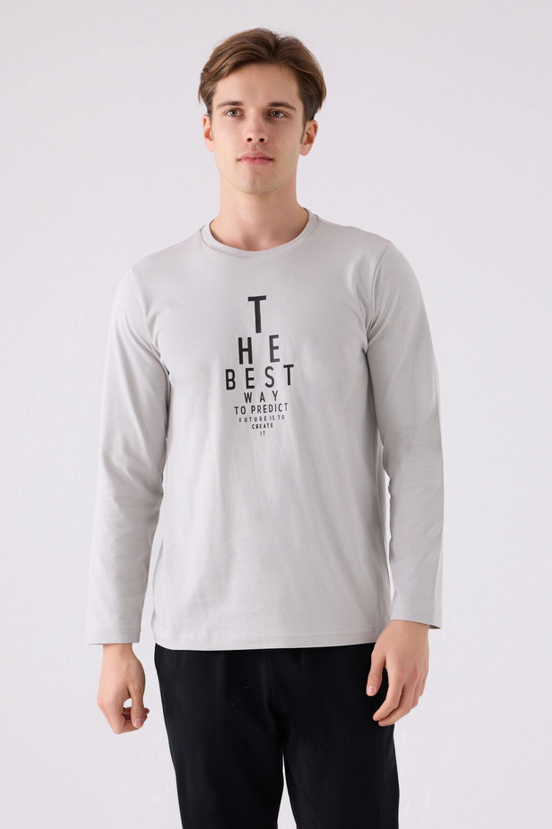 بدلة رجالية مزدوجة - رمادي - 2