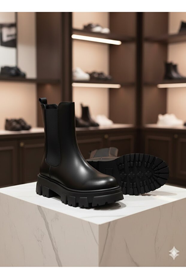 Black Chunky Sole Chelsea Boots Experience Comfort and Elegance in Every Moment of the Day.